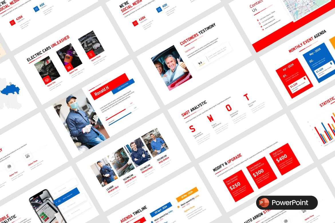 Template Presentasi PowerPoint Mobil Listrik yang Modern dan Menarik