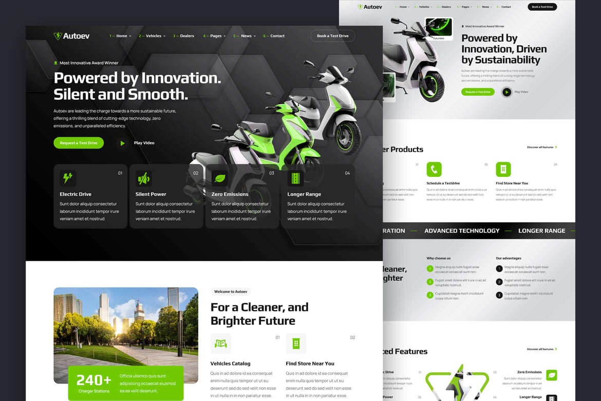 Template Website Dealer Pengisian Kendaraan Listrik yang Modern dan Menarik