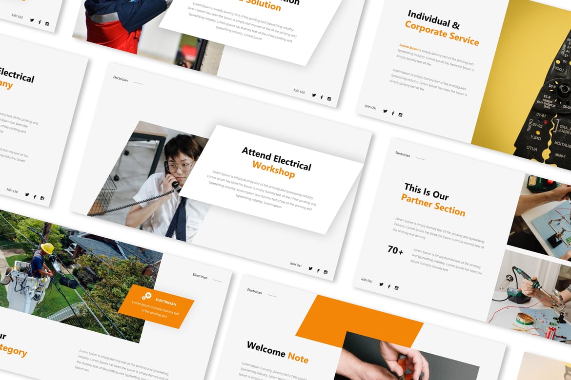 Template Presentasi Powerpoint Layanan Elektrik yang Menarik dan Profesional