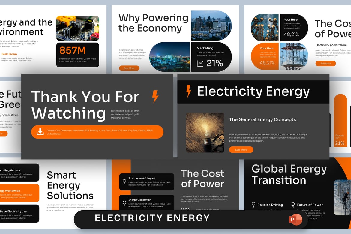 Template Presentasi PowerPoint Energi Listrik yang Menginspirasi