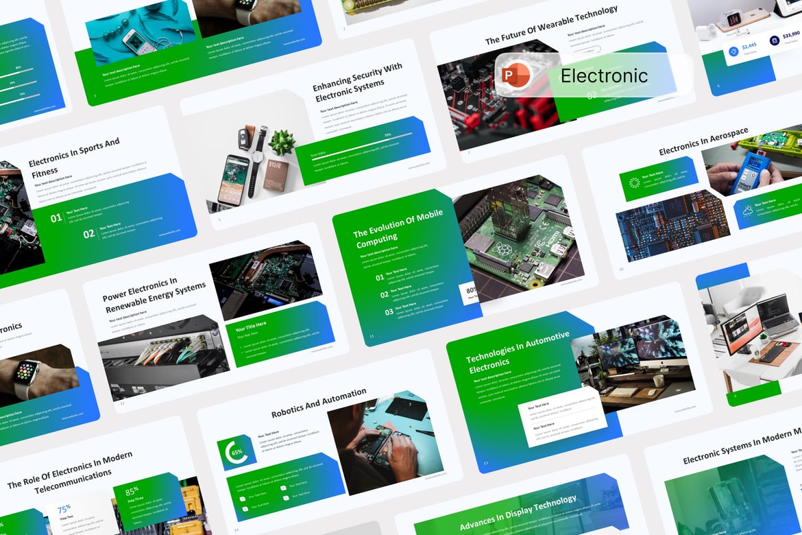 Template PowerPoint Elektronik yang Menawan