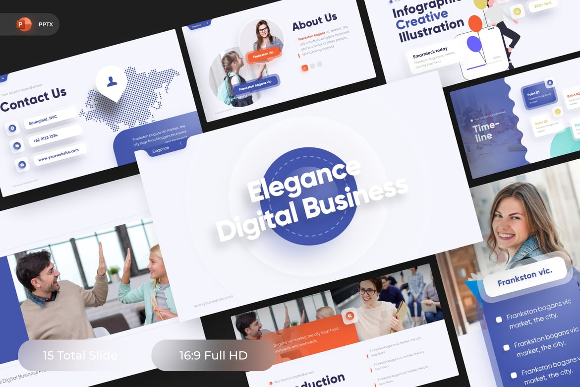 Template Presentasi PowerPoint Elegan untuk Bisnis Digital