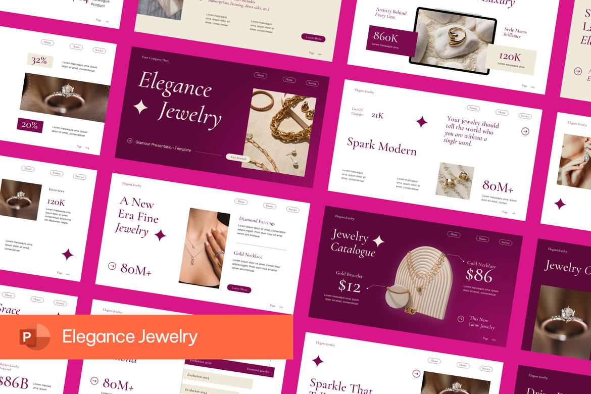 Template Presentasi PowerPoint Perhiasan Elegan
