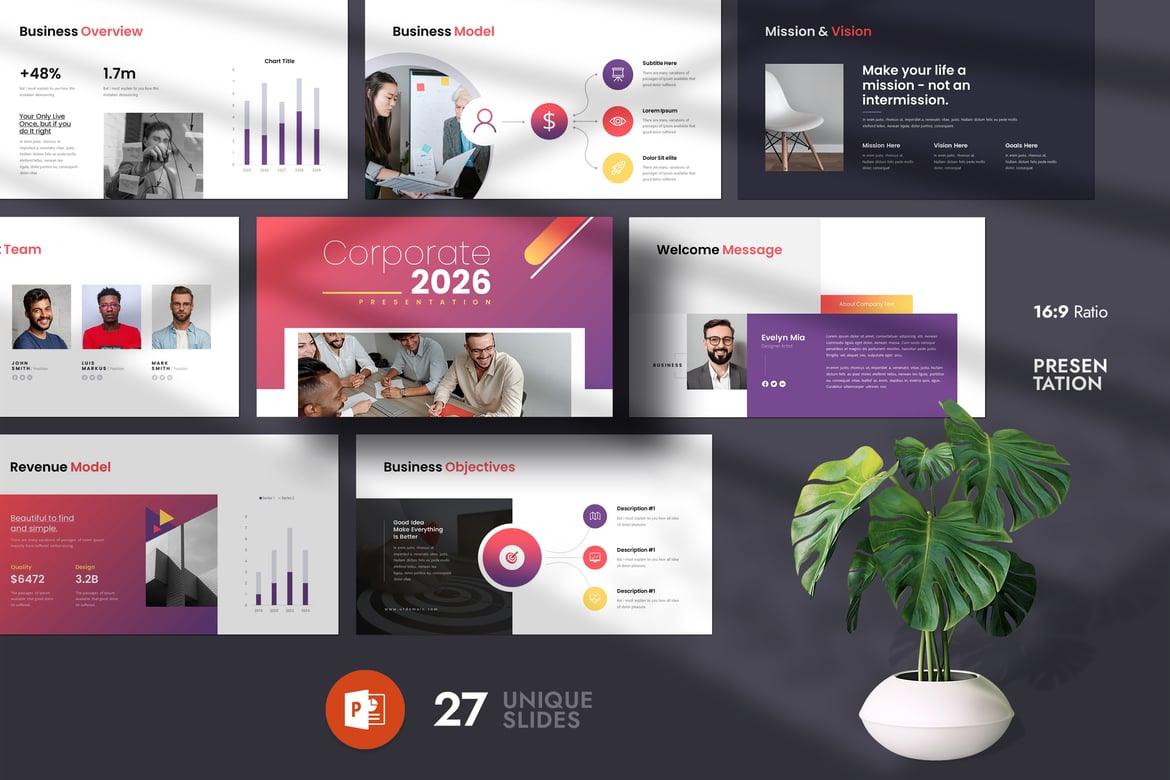 Template Presentasi PowerPoint Korporat yang Elegan dan Berwarna
