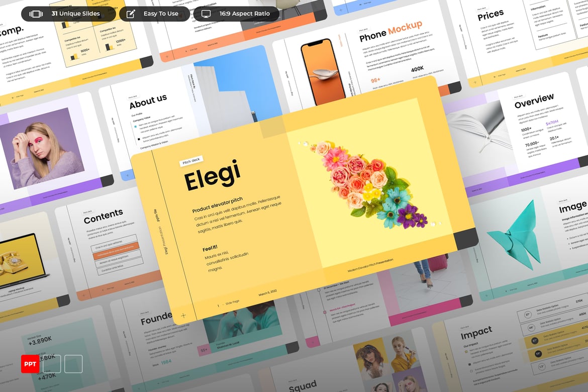 Elegi - Template Powerpoint Presentasi Bisnis yang Menarik