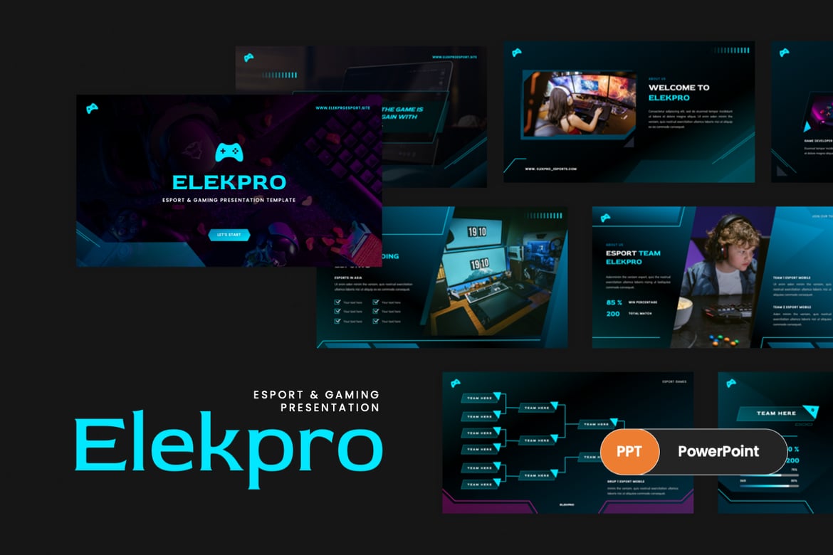 Template PowerPoint Elekpro - Desain Menarik untuk eSport Gaming