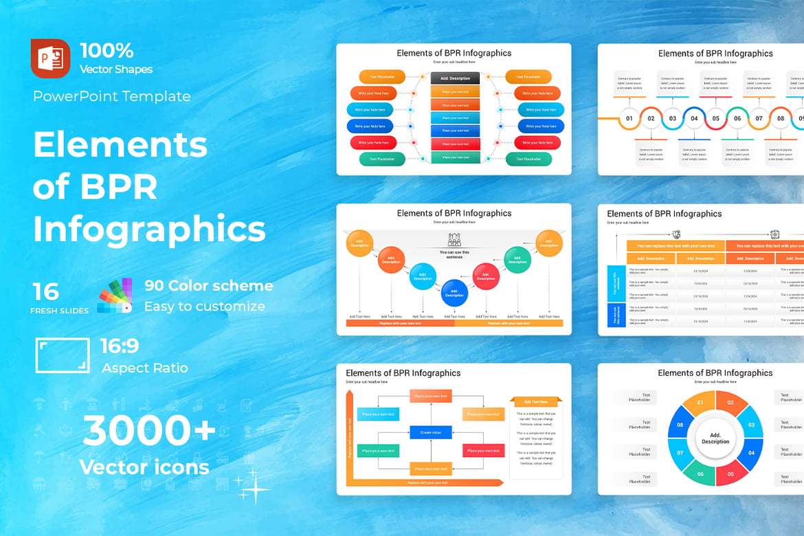 Template Presentasi PowerPoint Infografis Elemen BPR yang Menarik