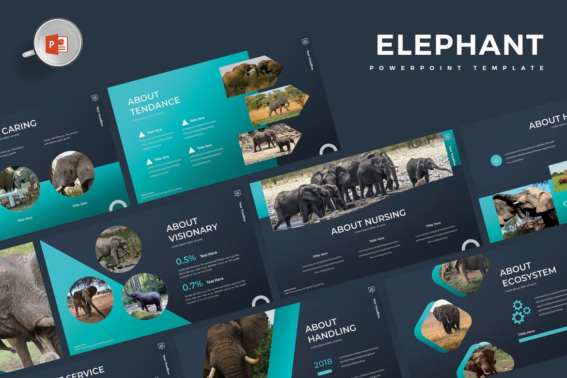 Template Presentasi PowerPoint Gaya Gajah yang Menarik