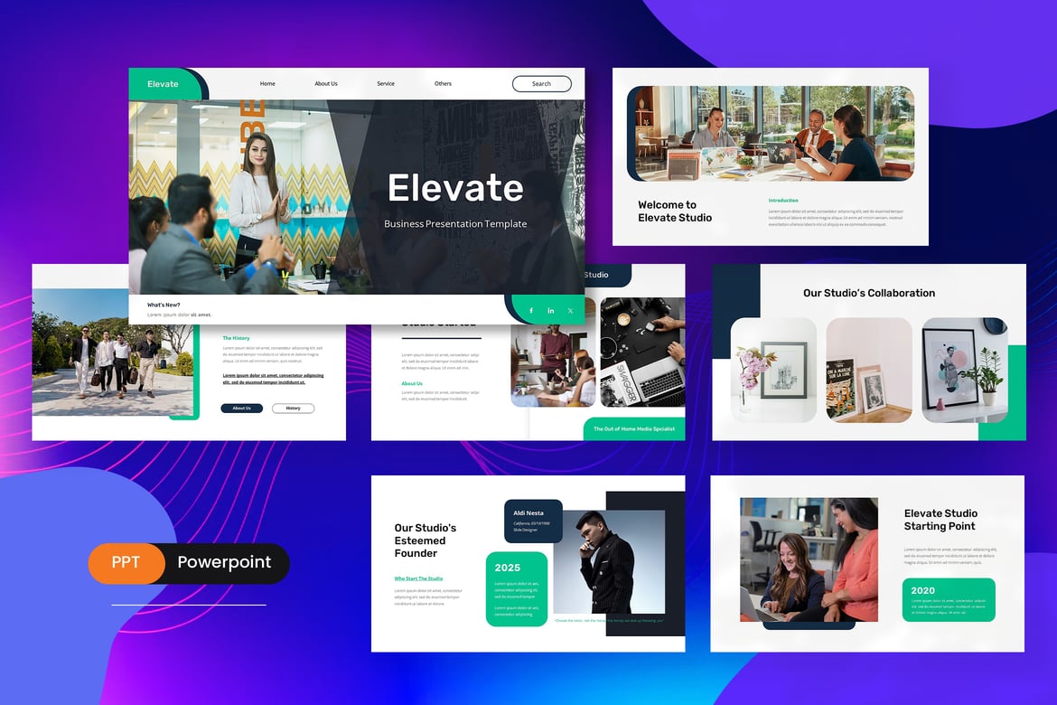 Template Presentasi Bisnis Elevate - Solusi Kreatif untuk Setiap Kebutuhan