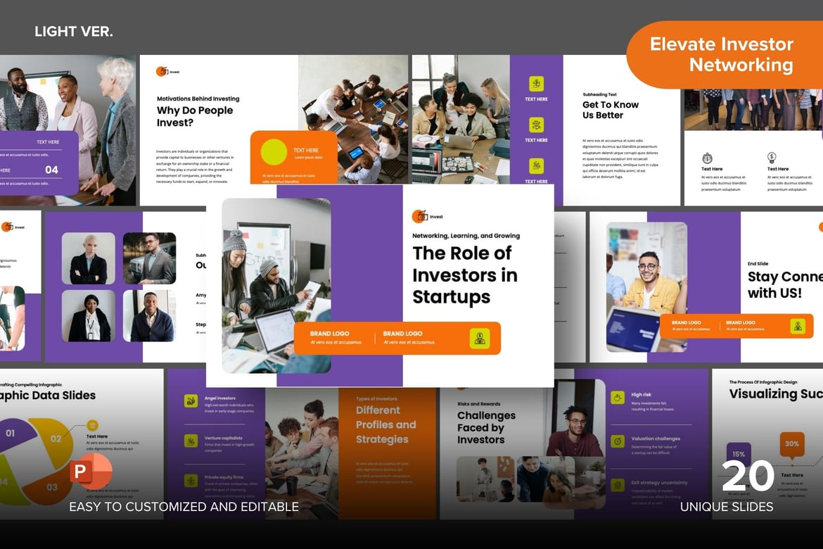 Template Presentasi Powerpoint Jaringan Investor yang Meningkatkan