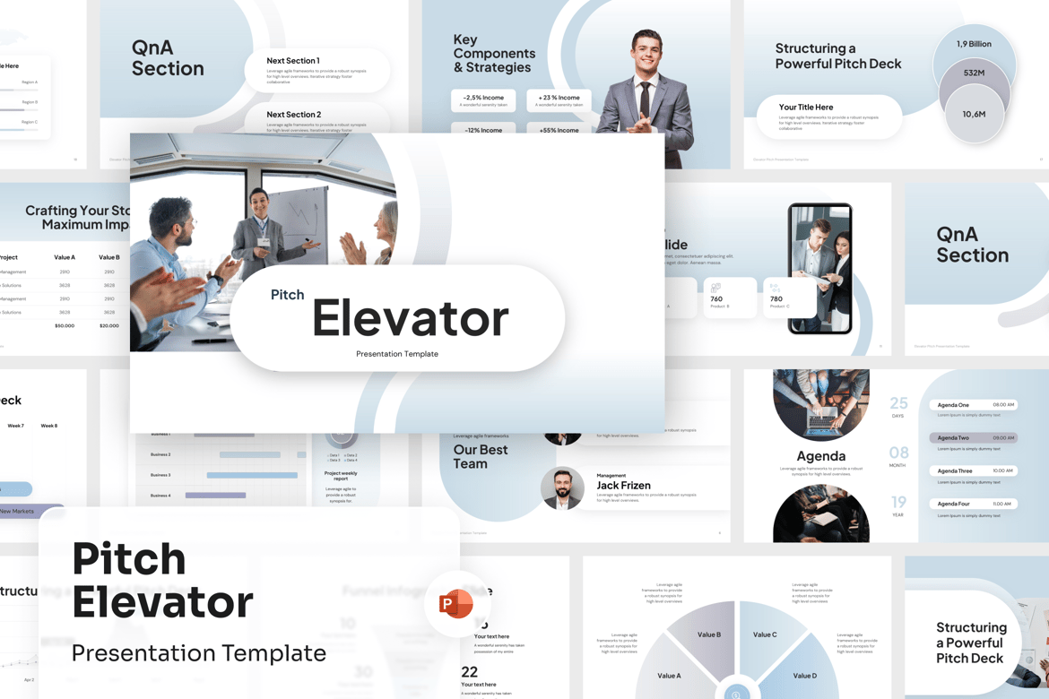 Template PowerPoint Elevator Pitch yang Menarik dan Profesional