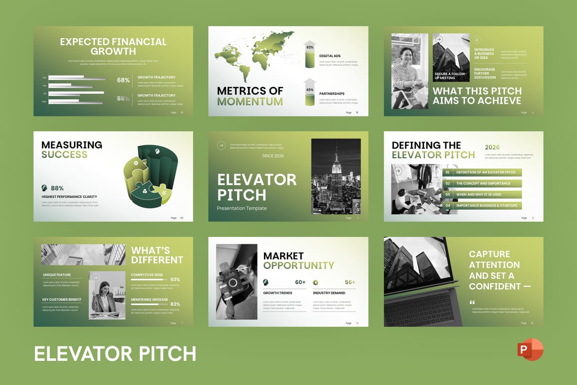 Template PowerPoint Pitch Elevator yang Menarik