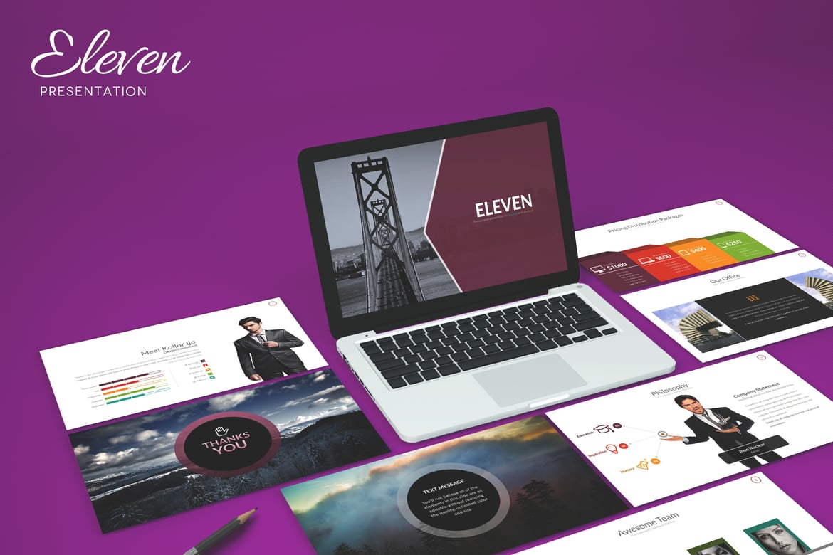 Template Powerpoint Kreatif Eleven yang Menarik