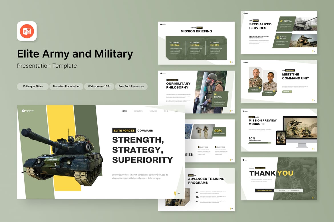 Template Presentasi Militer dan Angkatan Bersenjata yang Profesional