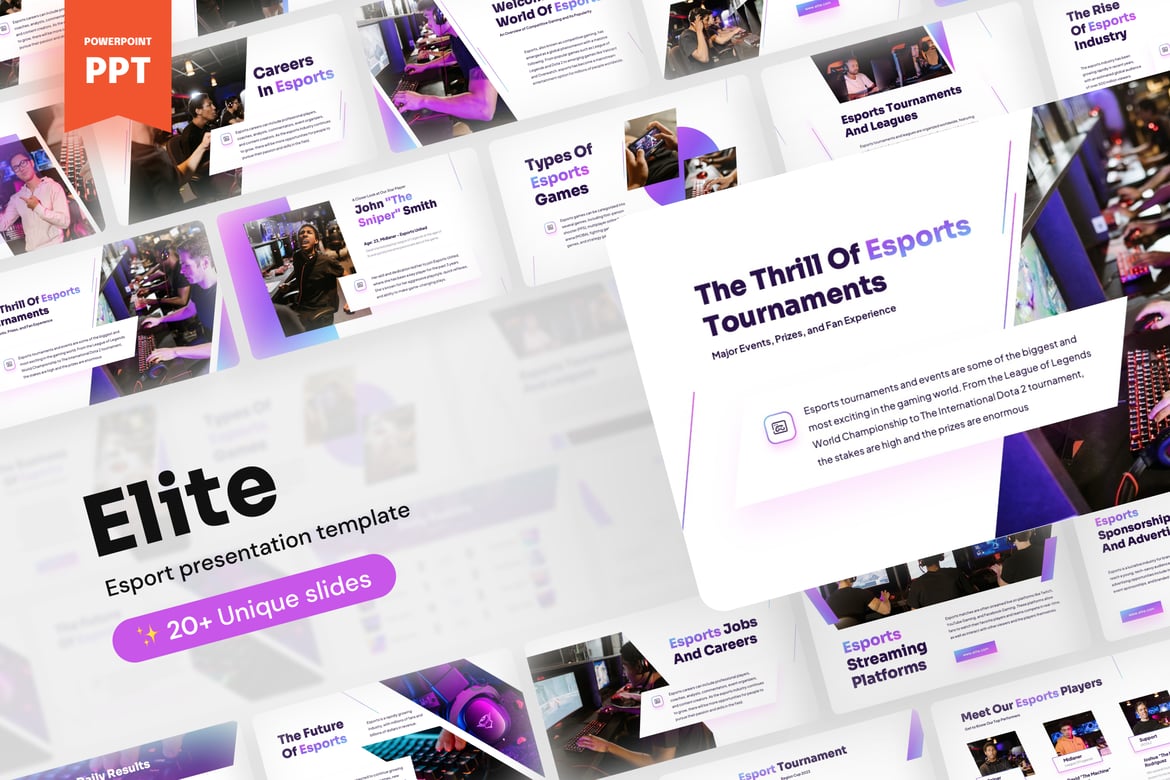 Template Presentasi PowerPoint Esport Elite yang Mengagumkan