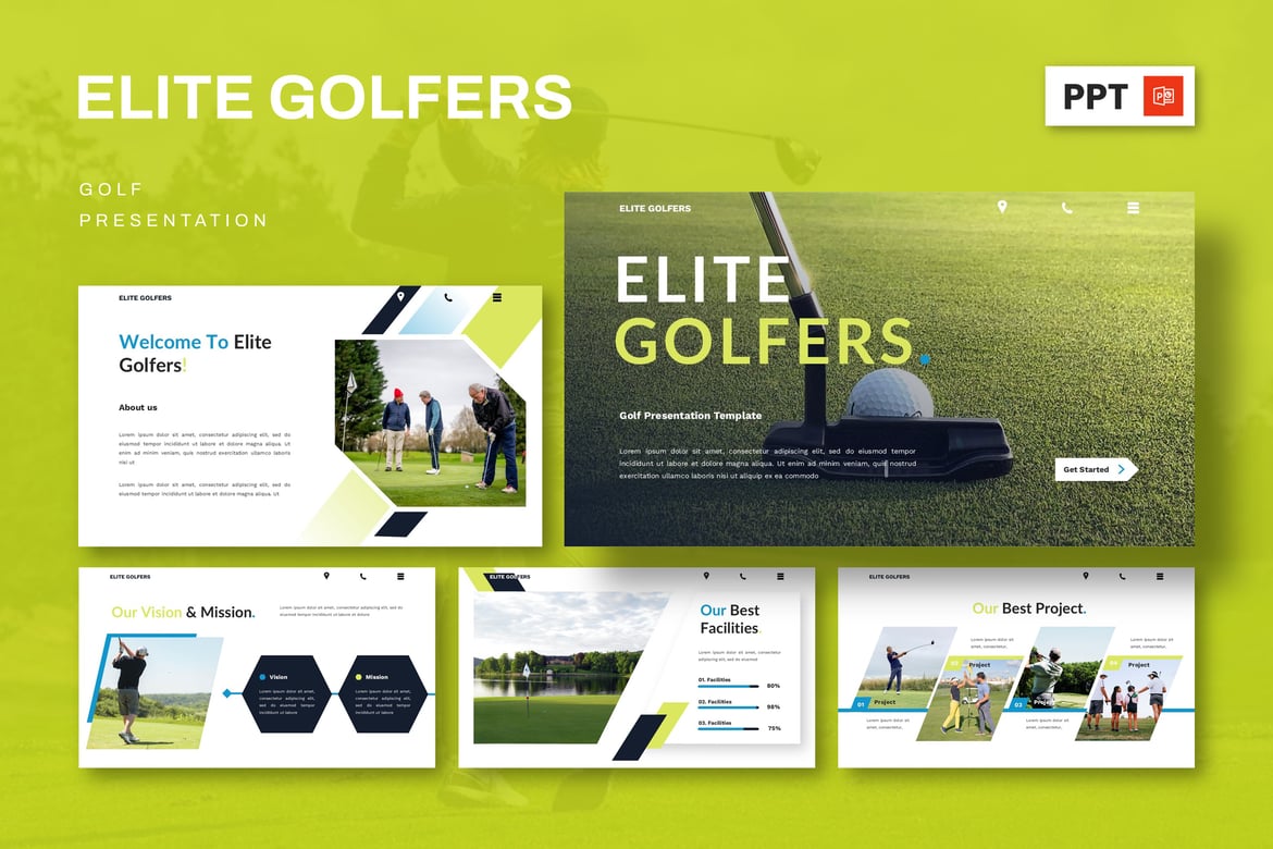 Template Presentasi Golf Elite - PowerPoint yang Menarik