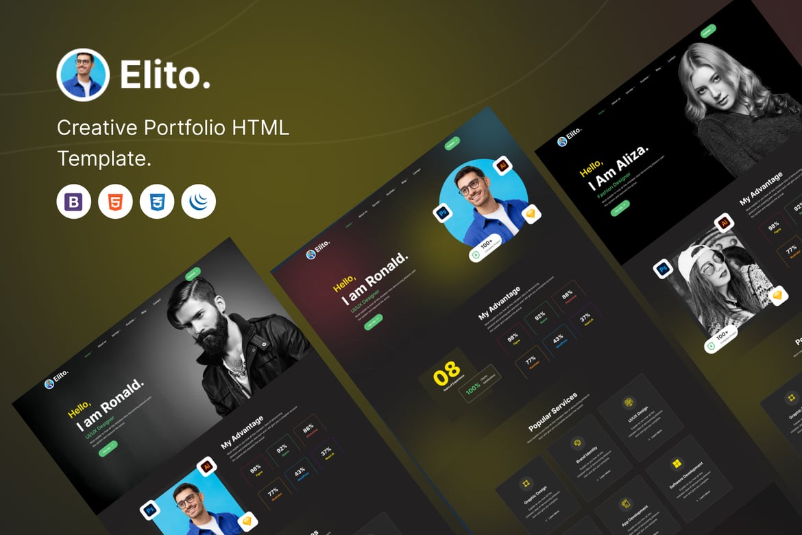 Elito - Template Website Portofolio Kreatif HTML5 yang Menarik