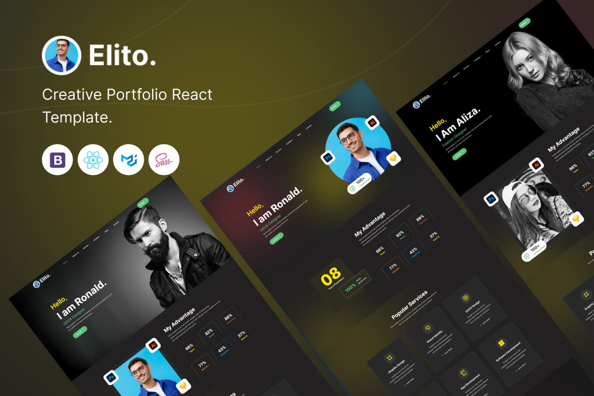 Elito - Template Website Portofolio Kreatif yang Menarik