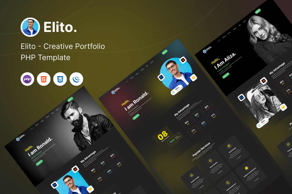 Elito - Template Website Portofolio Kreatif yang Menakjubkan