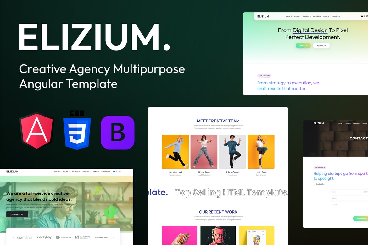 Elizium - Template Web Angular Kreatif dan Inovatif
