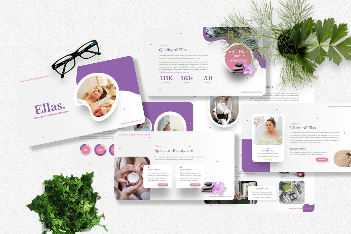 Template Presentasi Kecantikan Ellas - Powerpoint yang Memukau