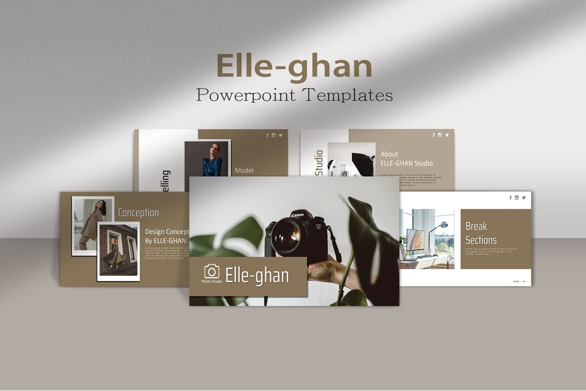 Template Powerpoint Fotografi ELLE-GHAN yang Menawan