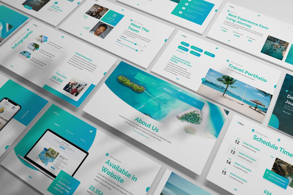 Elloc - Template Powerpoint Perjalanan yang Modern dan Menarik