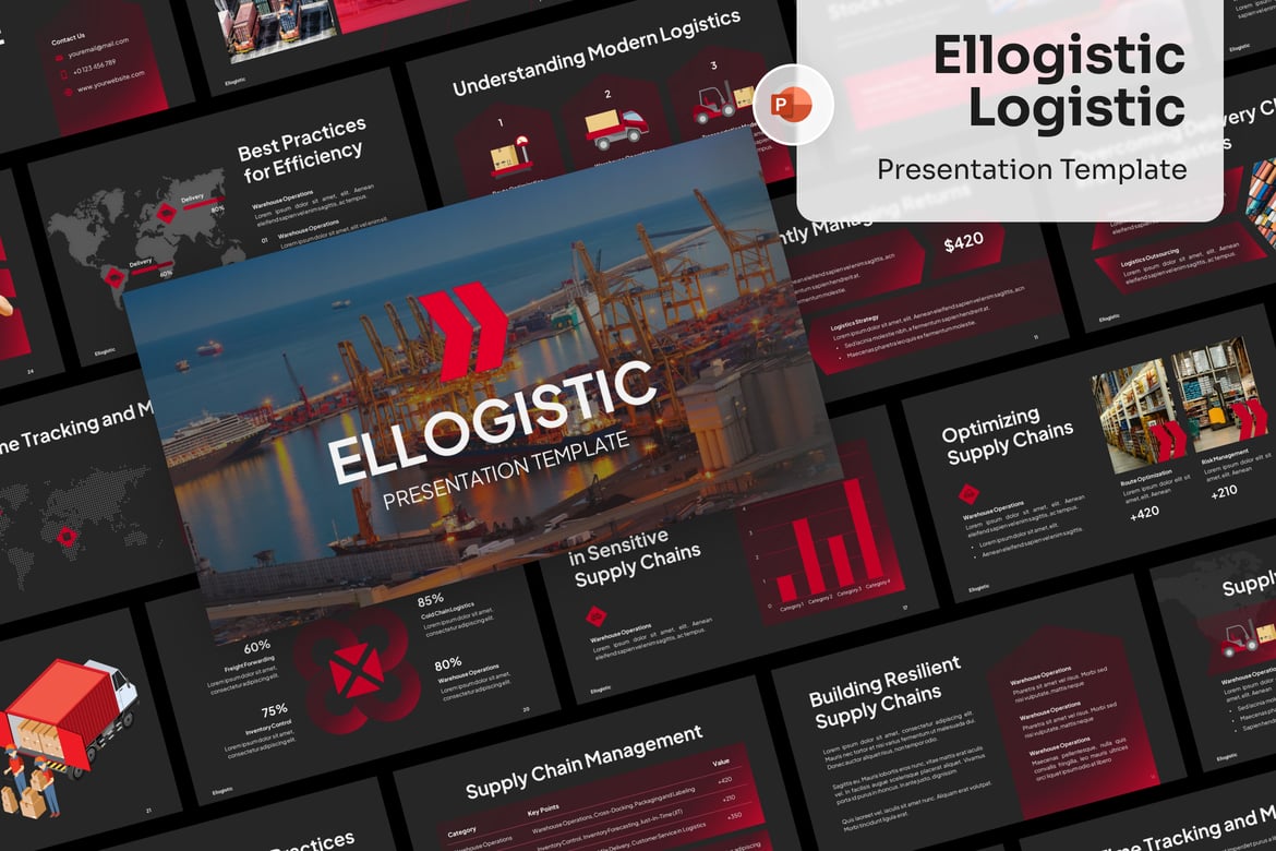 Template PowerPoint Ellogistic Logistic yang Menarik