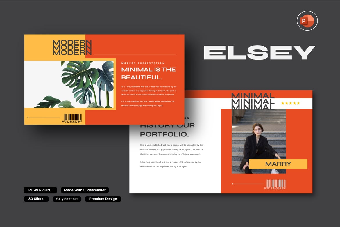 Template PowerPoint Elsey Minimalis yang Elegan