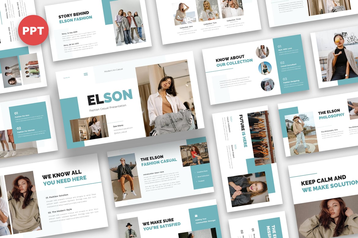 Elson - Template Presentasi PowerPoint Fashion yang Menarik