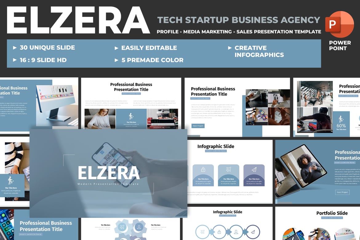 Template PowerPoint Elzera - Solusi Kreatif untuk Startup Teknologi