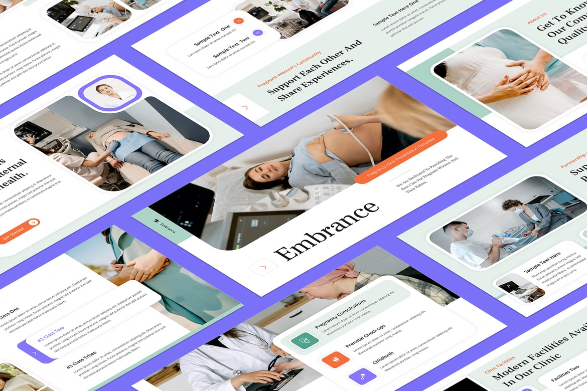 Embrance - Template Presentasi PowerPoint Klinik Kehamilan yang Modern