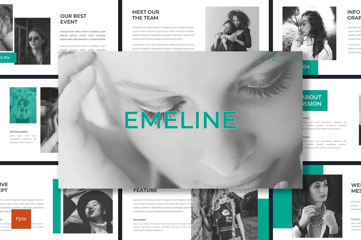 Template Powerpoint Emeline - Presentasi Monokrom Modern dan Kreatif