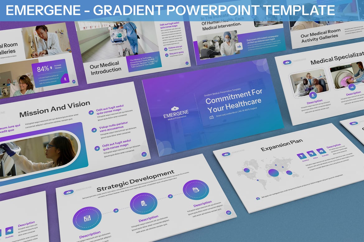 Template PowerPoint Emergene - Desain Gradien untuk Presentasi Medis