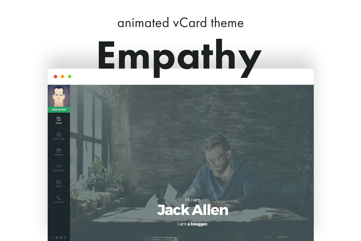 Tema WordPress Empathy - vCard Animasi yang Menarik