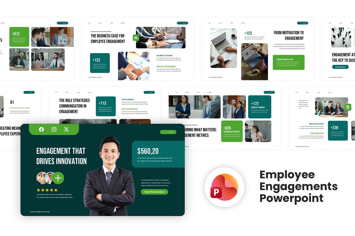 Template PowerPoint Keterlibatan Karyawan yang Kreatif