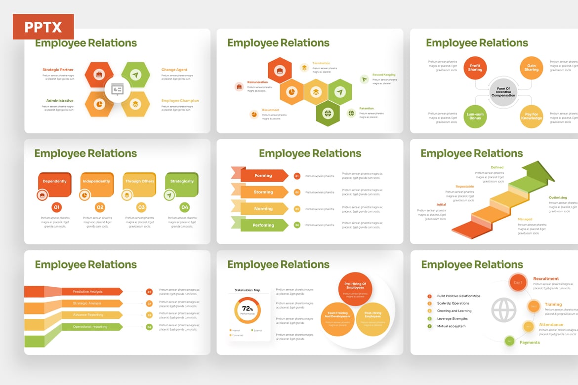 Template PowerPoint Infografis Hubungan Karyawan yang Menarik