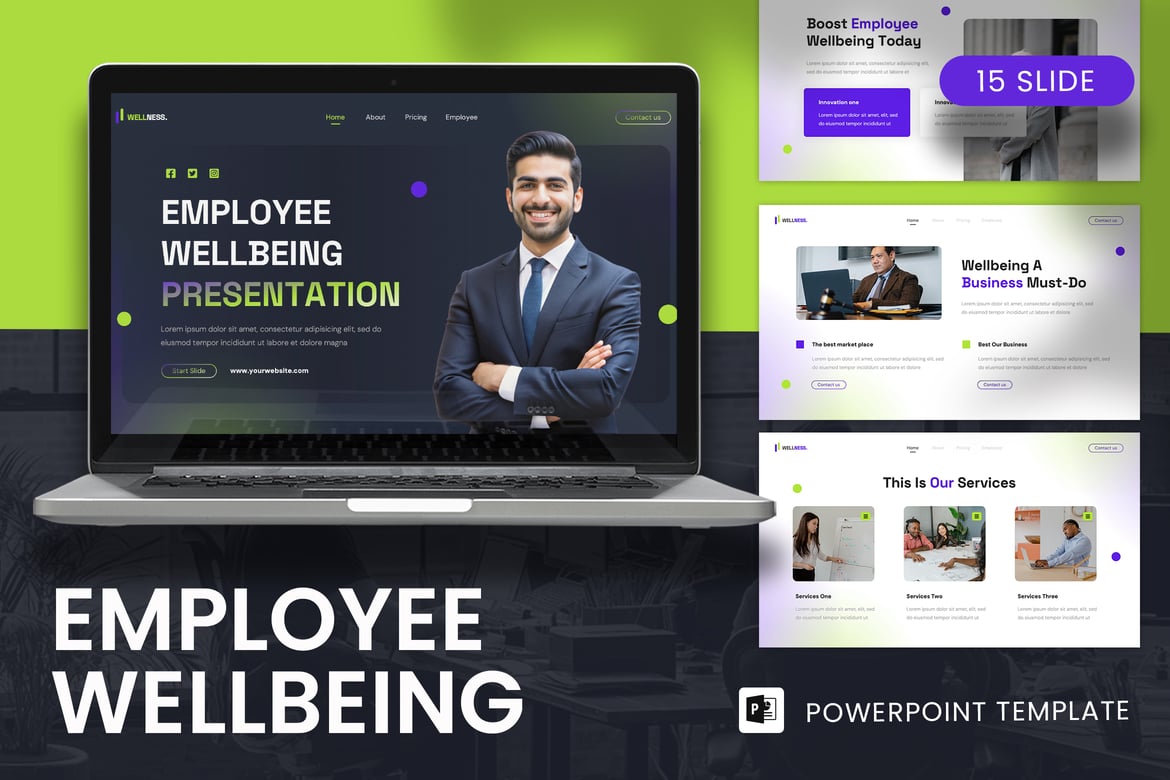 Template Presentasi PowerPoint Kesejahteraan Karyawan yang Menarik