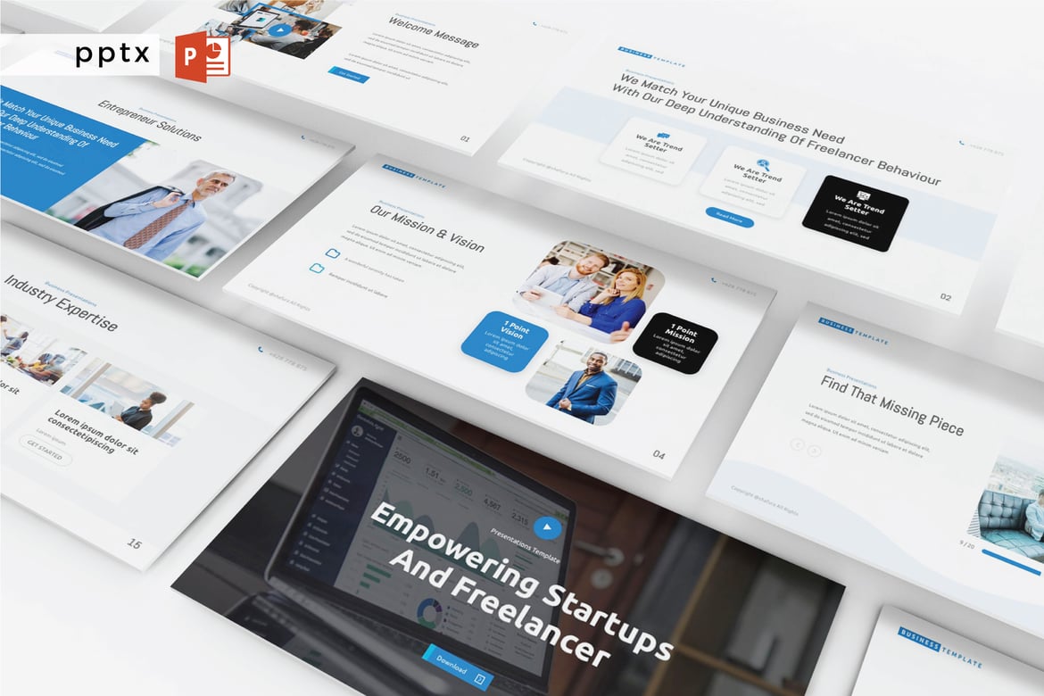 Template PowerPoint Modern untuk Startup dan Freelancer - V326