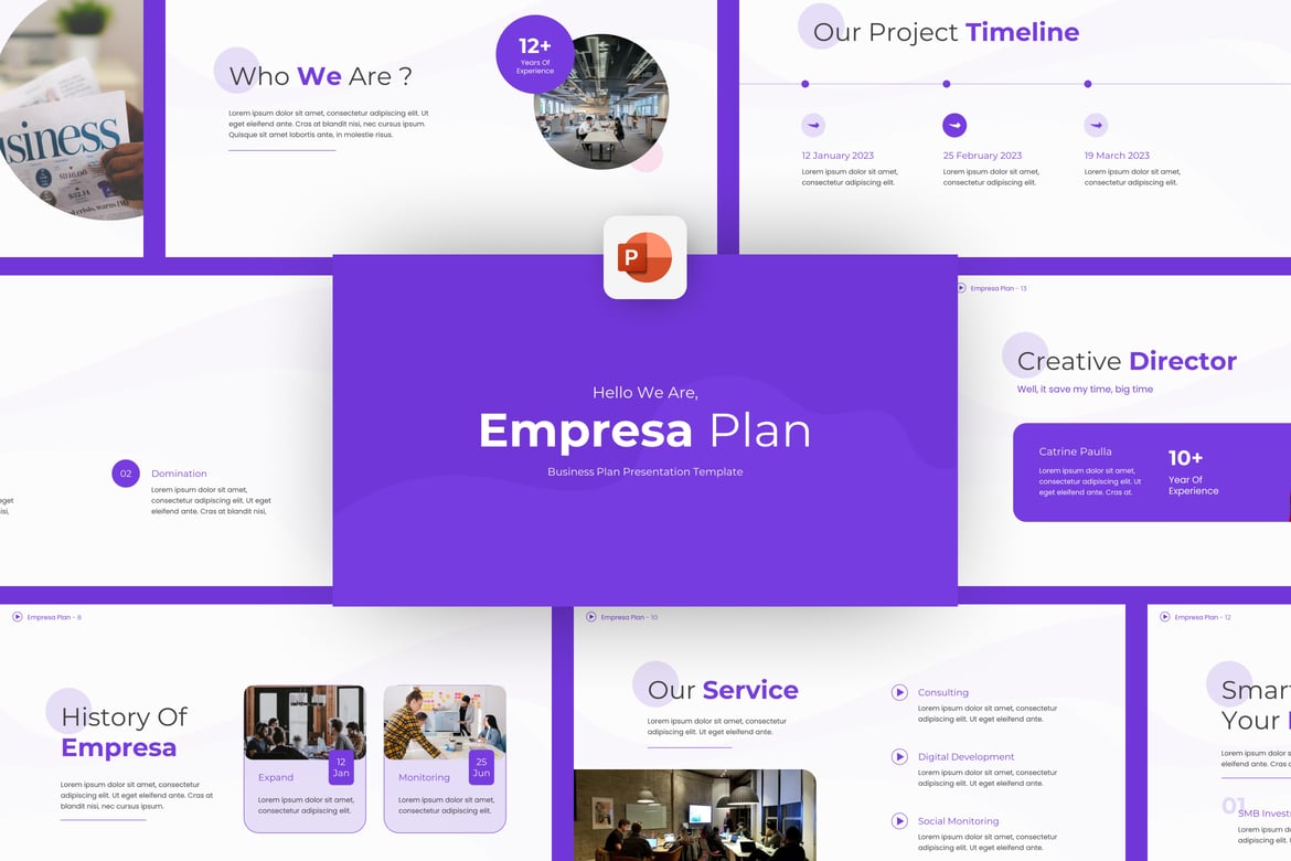 Template Presentasi Bisnis Empressa Ungu yang Modern