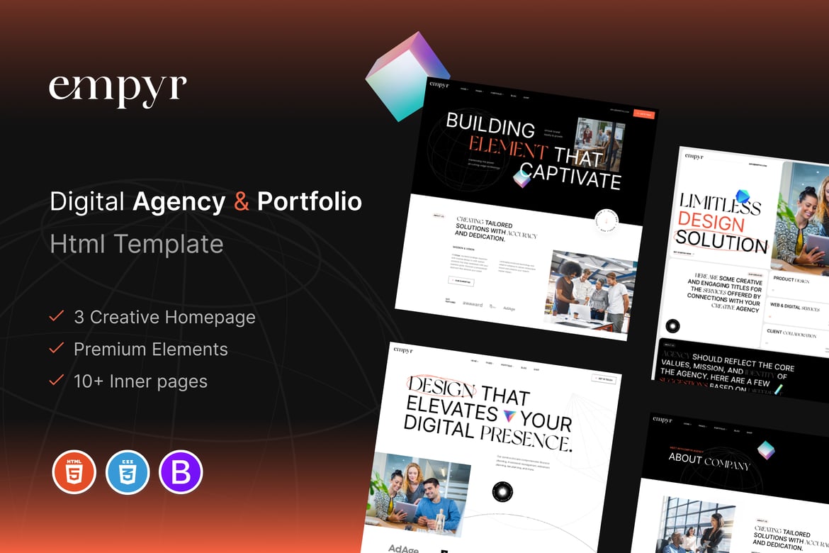 Empyr - Template Website Digital Agency & Portofolio yang Menarik