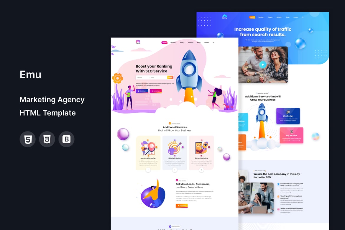 Template Website Emu - Solusi Cerdas untuk Agensi Pemasaran Anda