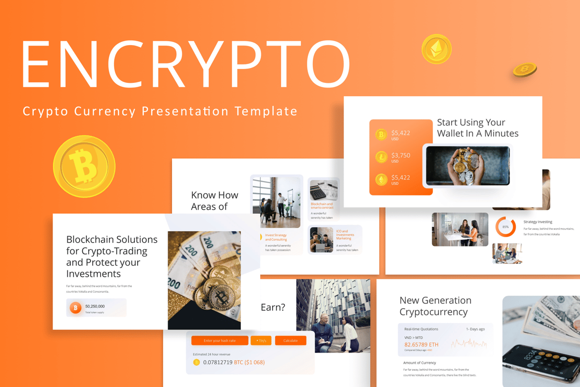 Template Presentasi PowerPoint Encrypto untuk Crypto Currency