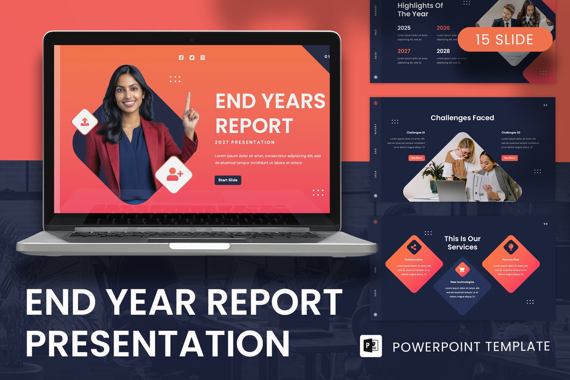 Template Presentasi PowerPoint Laporan Akhir Tahun yang Menarik