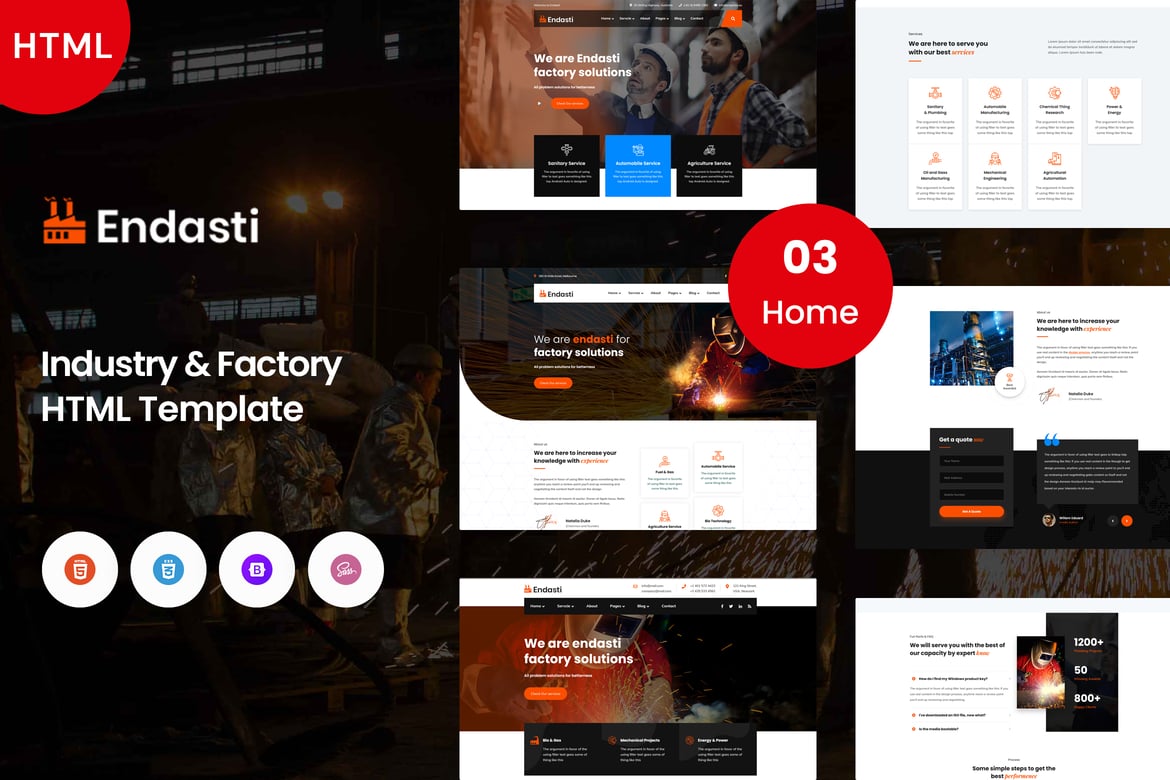Endasti - Template Website Industri dan Pabrik yang Kreatif