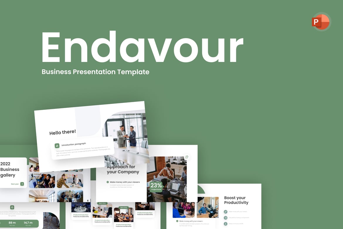 Template PowerPoint Bisnis Endeavour yang Menarik dan Profesional