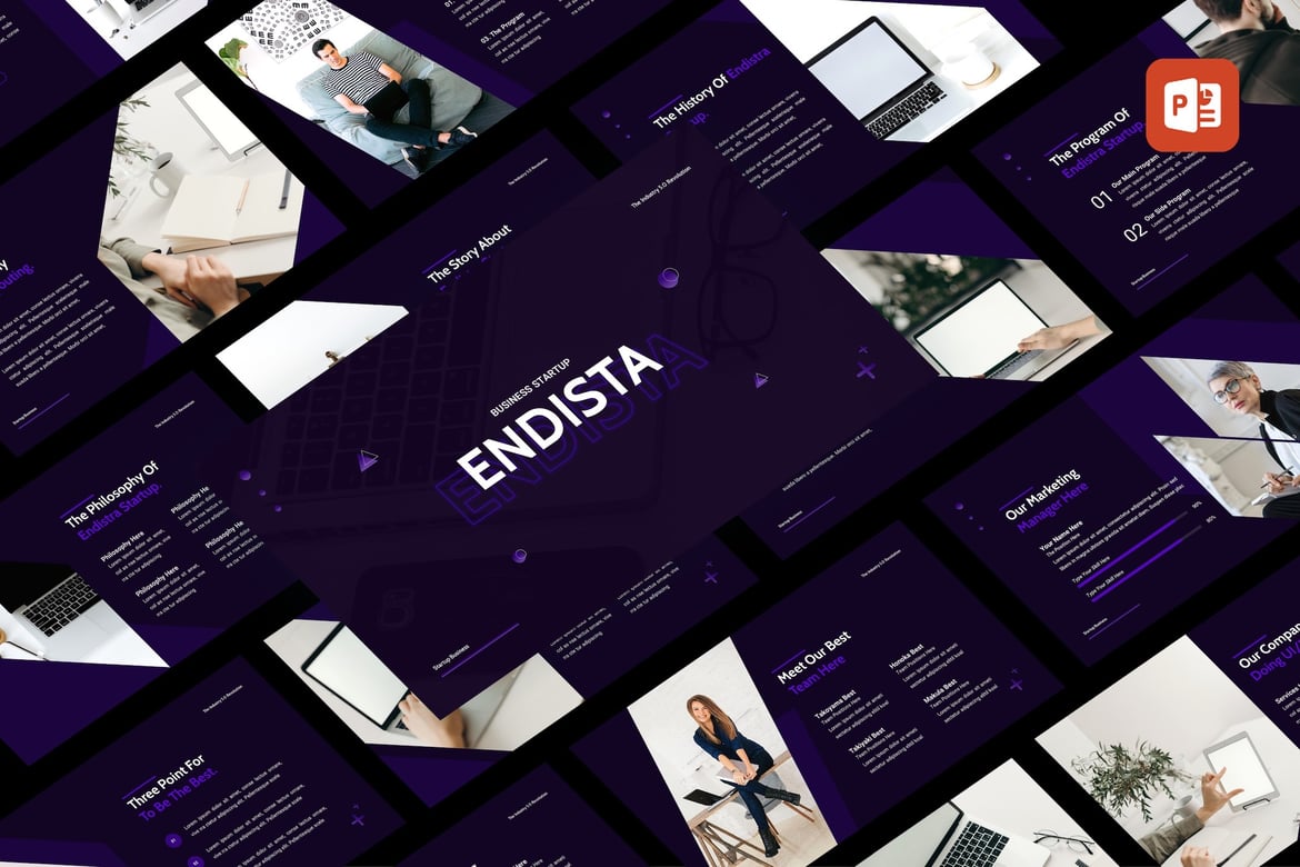 Endista - Template PowerPoint untuk Startup Bisnis yang Menarik