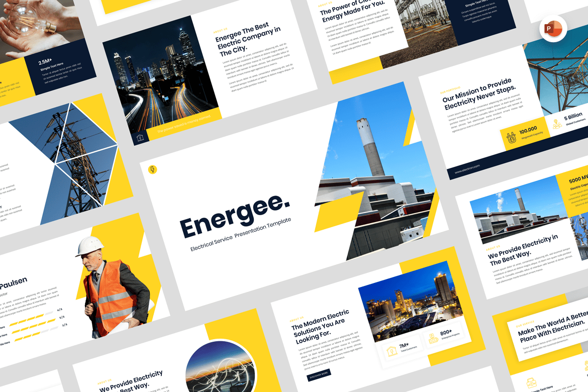 Template Presentasi PowerPoint Energee - Solusi Layanan Listrik Profesional