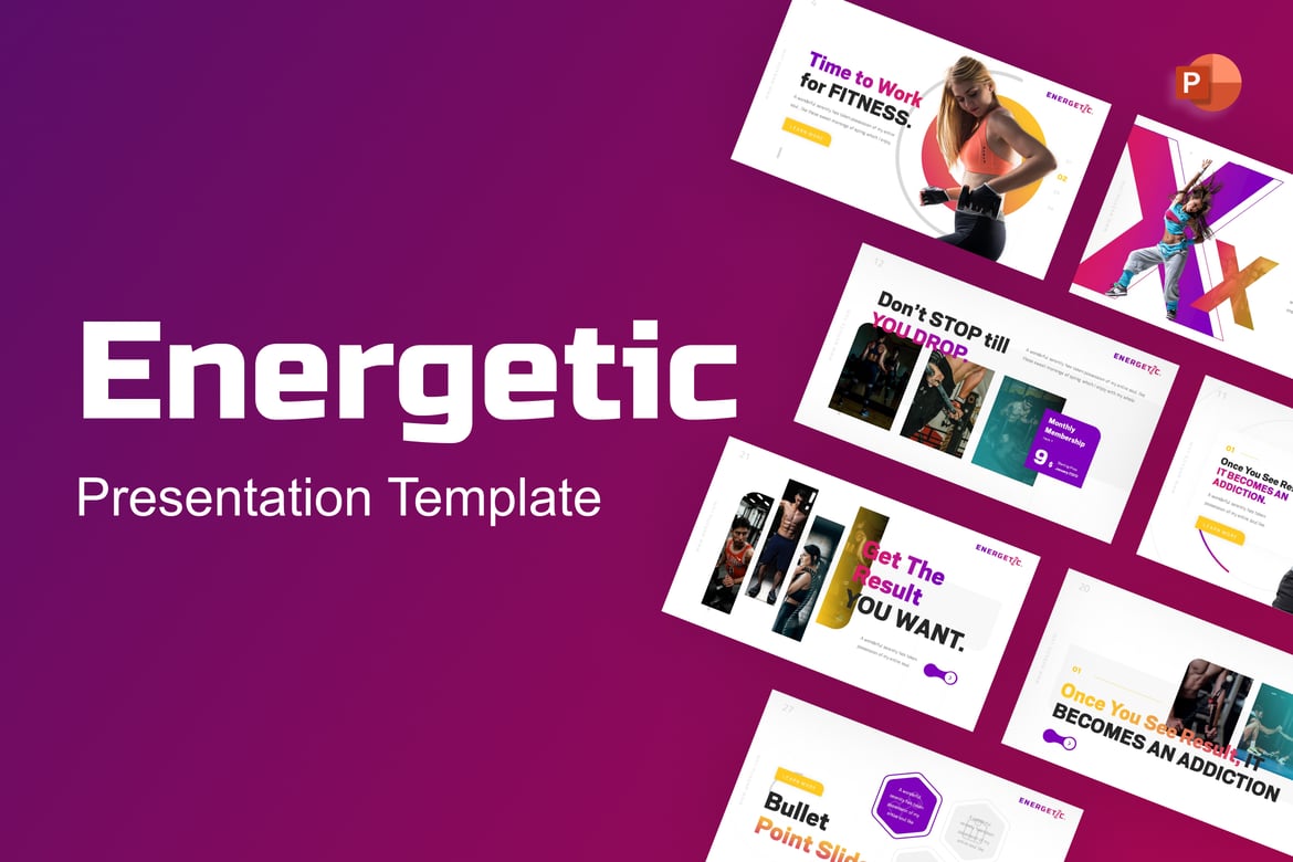 Template PowerPoint Kebugaran Energetik untuk Presentasi Menarik