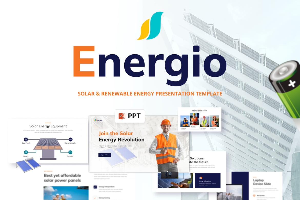 Energio - Template PowerPoint Energi Surya yang Menawan
